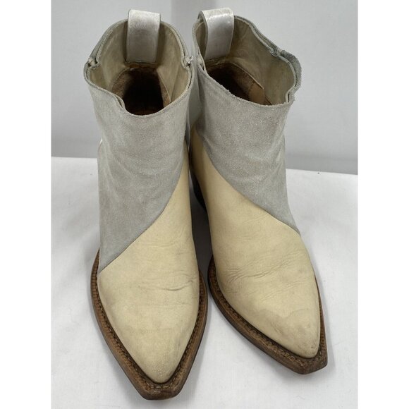 ACNE Studios Donna Brown Colorblock Leather Suede Western Ankle Boots Sz 37 - Picture 7 of 11